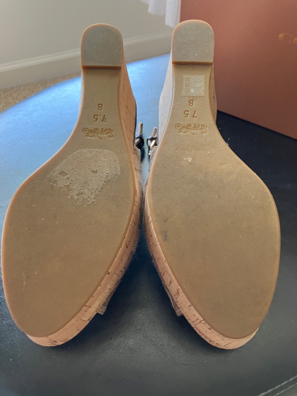 NEARLY NEW Coach Logo Cork Peep Toe Wedge - Picture 11 of 14